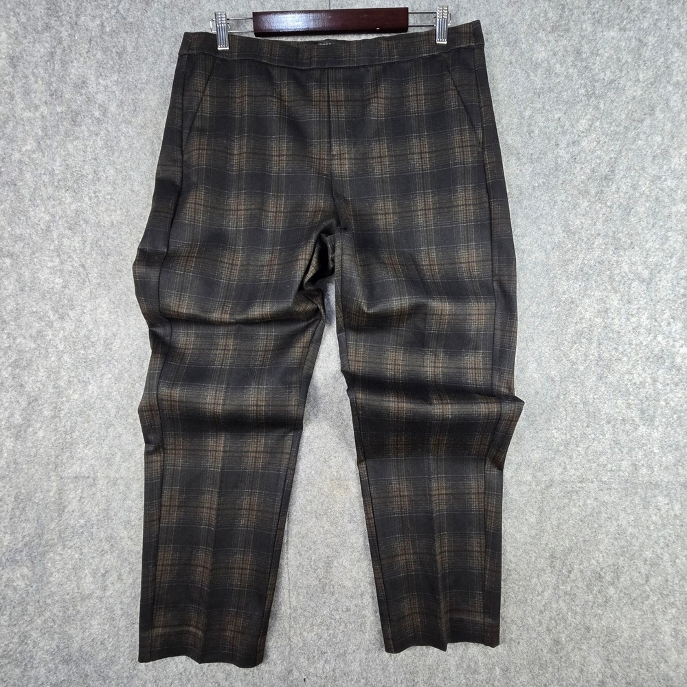 Liverpool Los Angeles Kayla Pull On Trouser Pants 14/32 Plaid Coffee Bean Blk